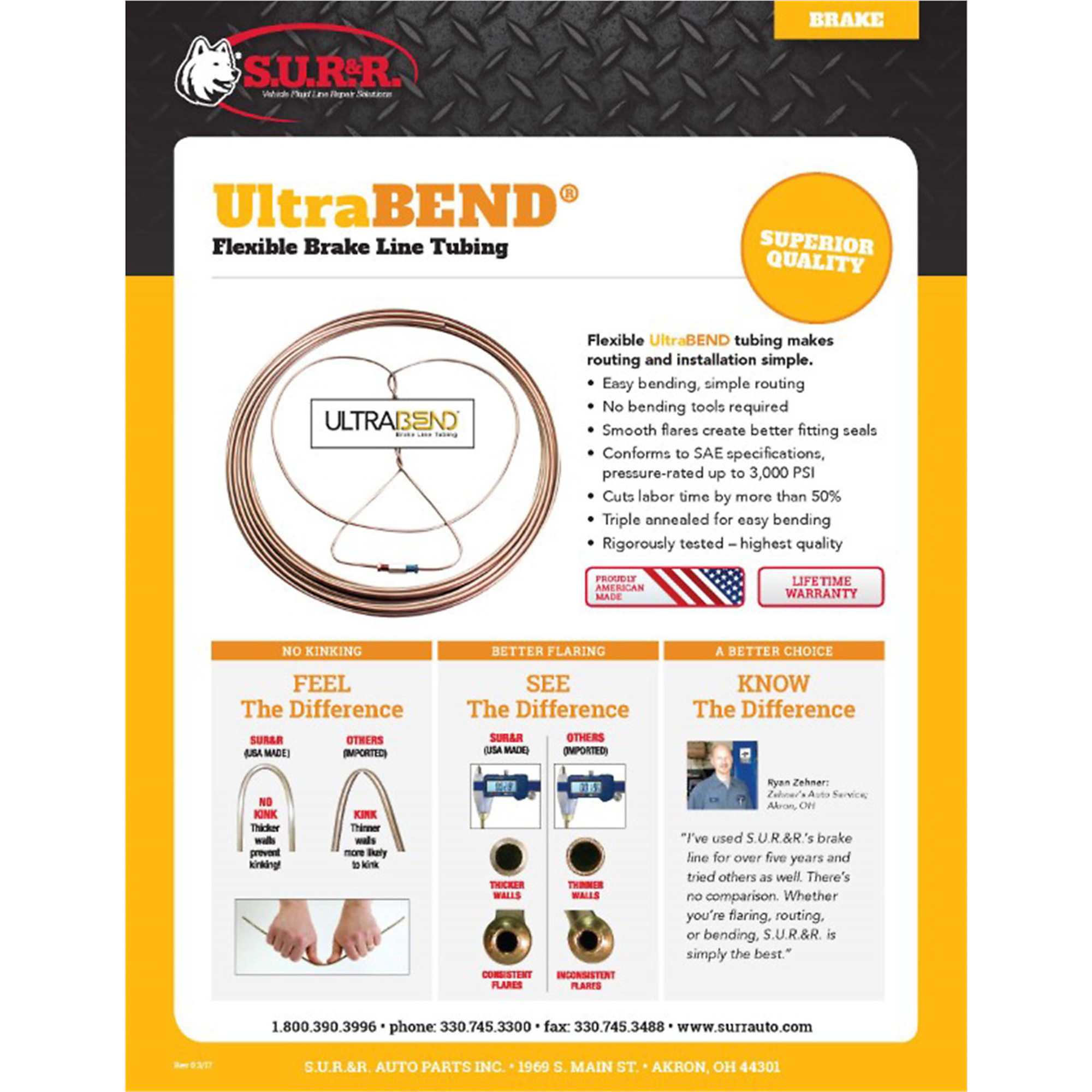 S.U.R. 3/16in. Brake Line Tubing — 25ft., Flexible, Corrosion-Resistant, 3000 PSI, Model# SRRBR-EZ100